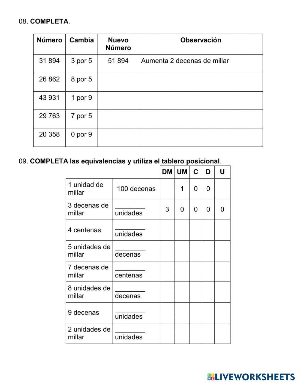 Numeros naturales menores que 100 000
