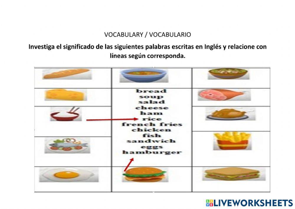 Vocabulario de alimentos