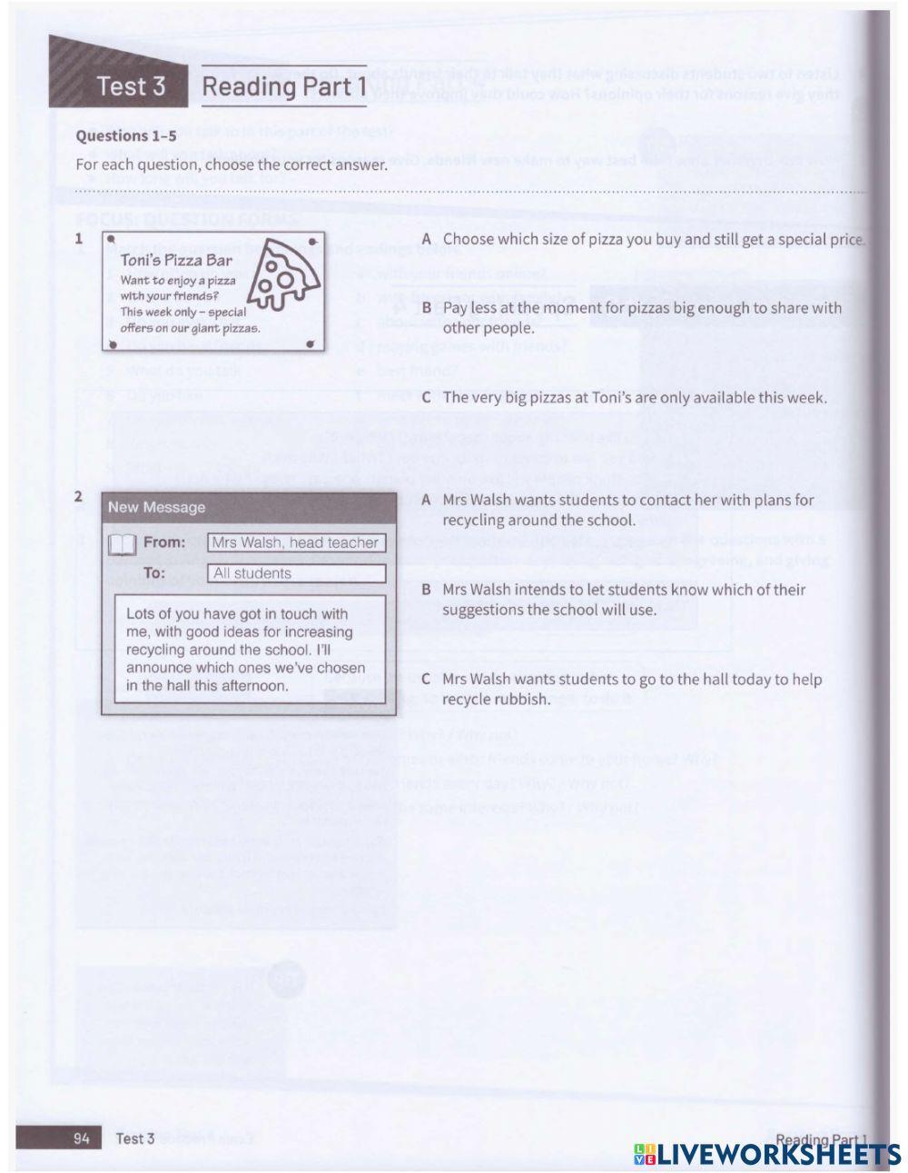 JUNE MOCK PET Reading
