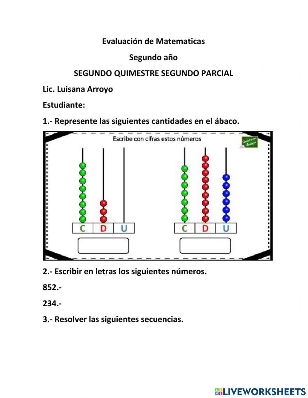 Evaluacion de matematicas