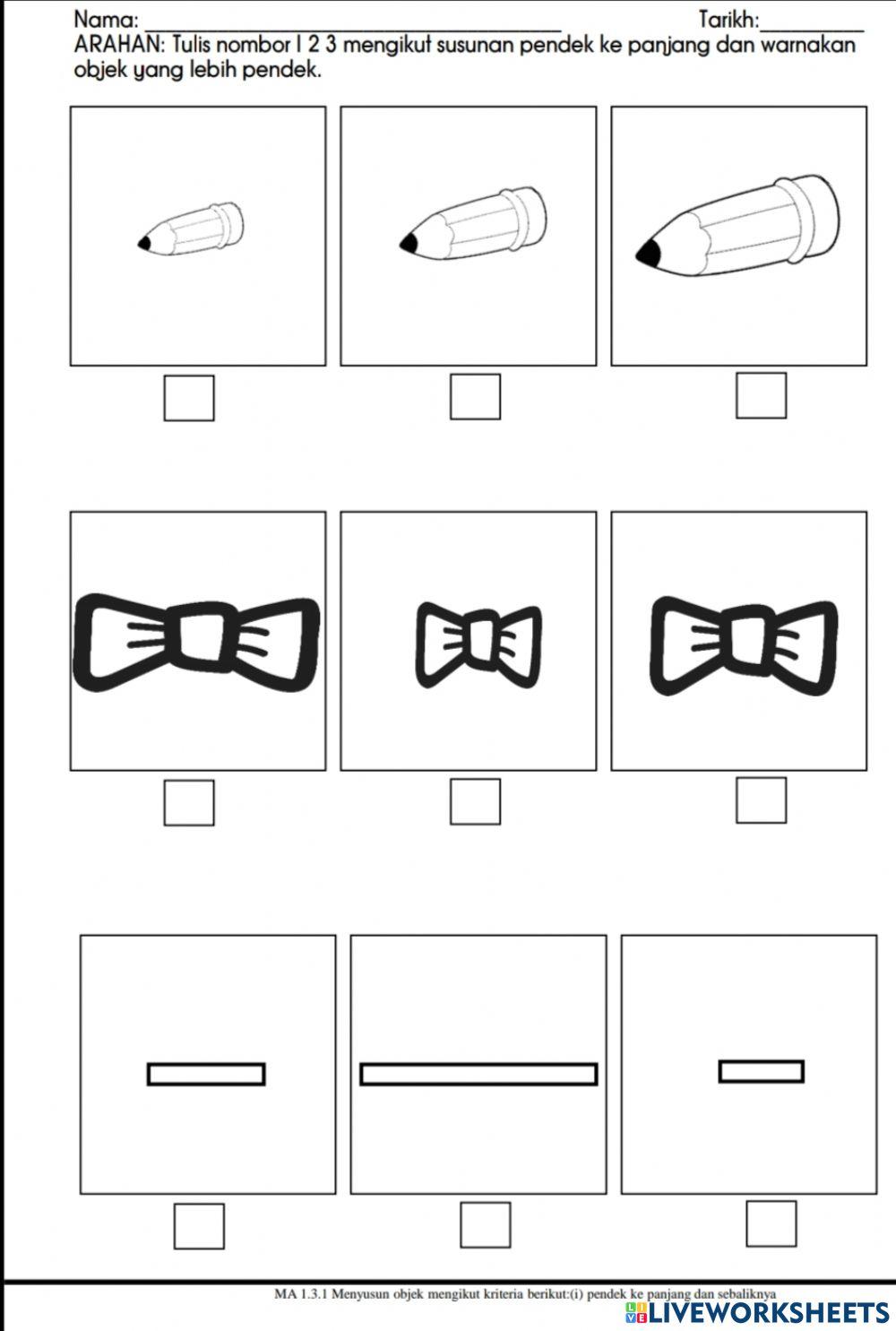 Menyusun objek mengikut kriteria