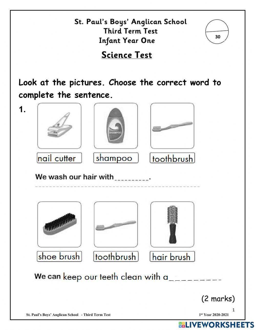 Science End of Term Test 2021 Science End of Term Test 2021