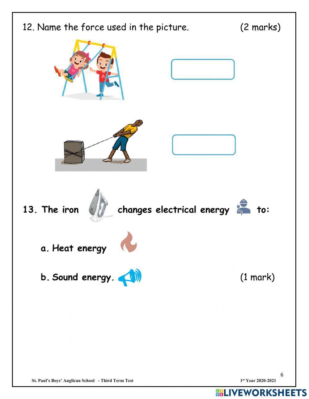 Science End of Term Test 2021