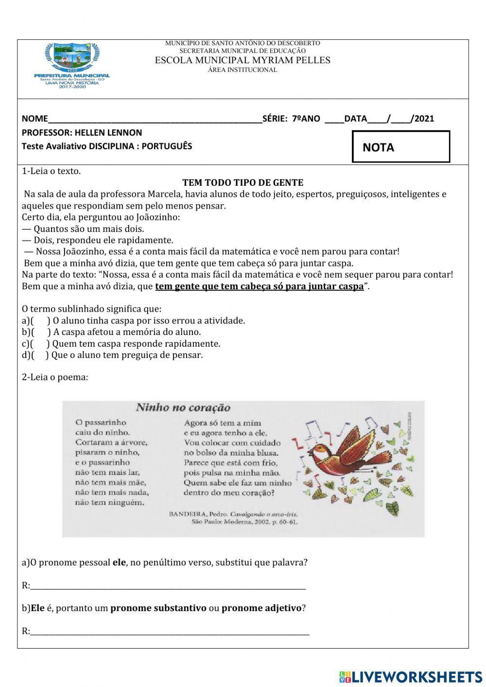 Leitura e interpretação de texto