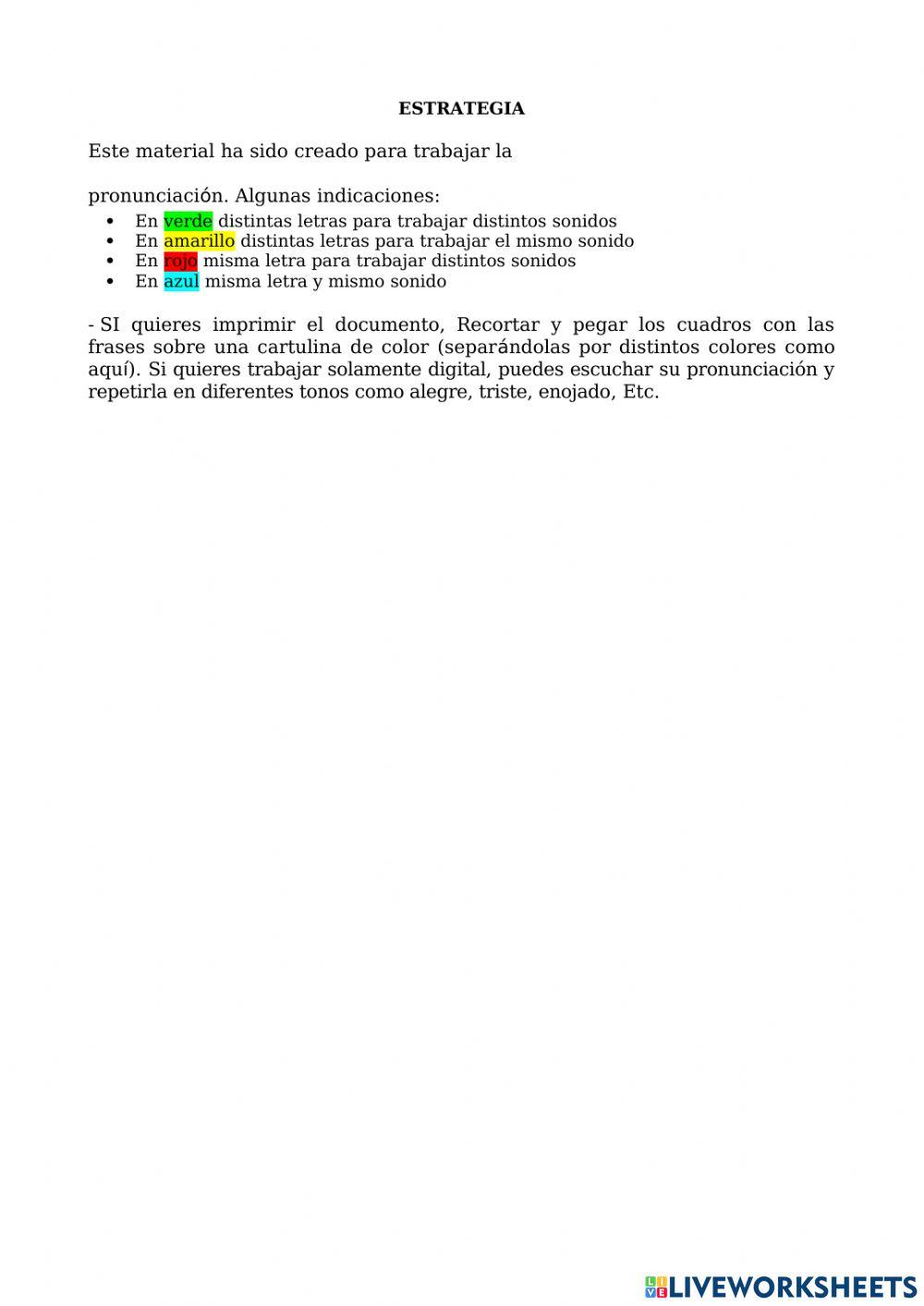 Fichas de Pronunciación