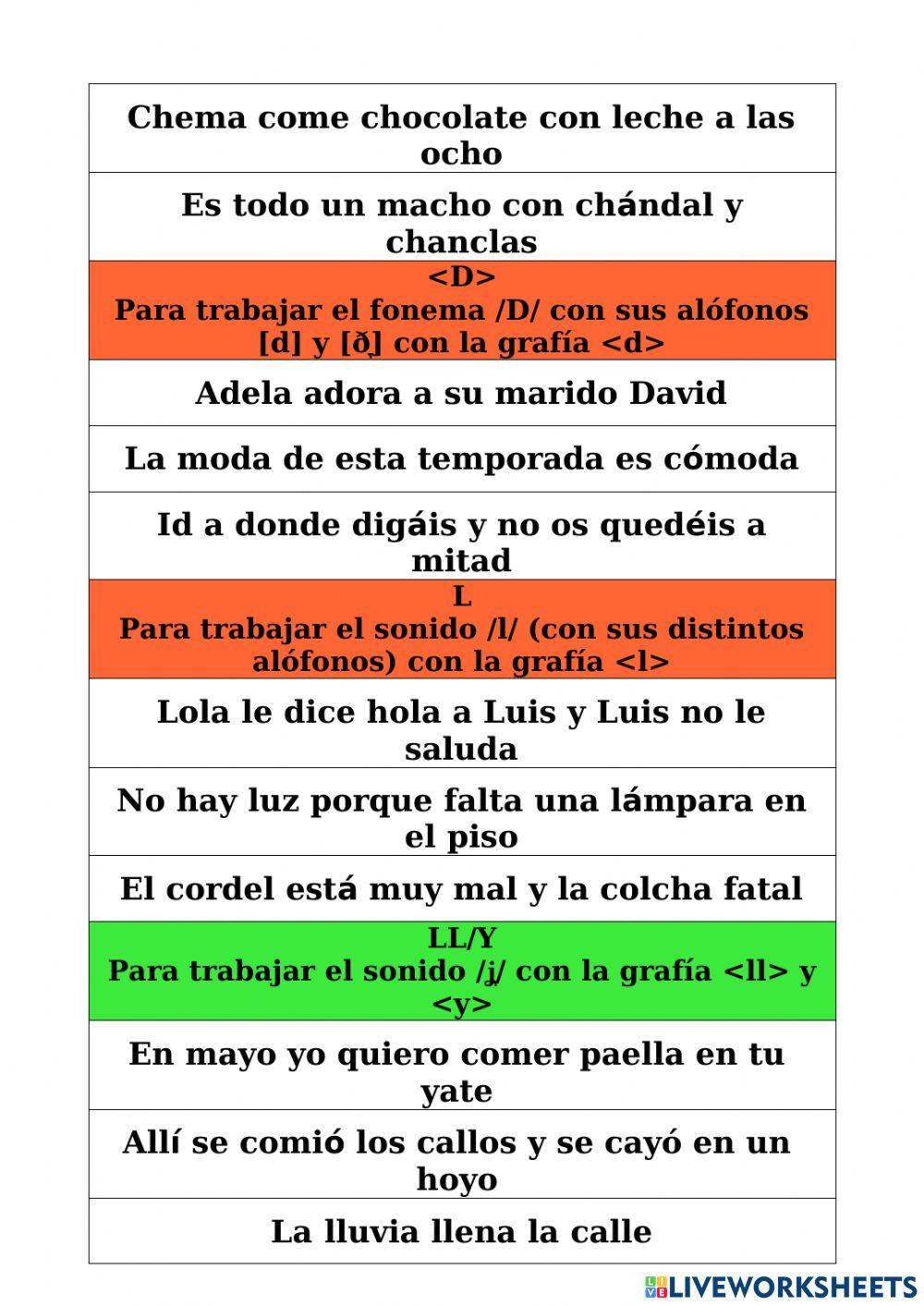 Fichas de Pronunciación