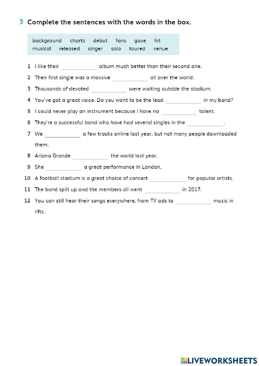 Vocabulary about music