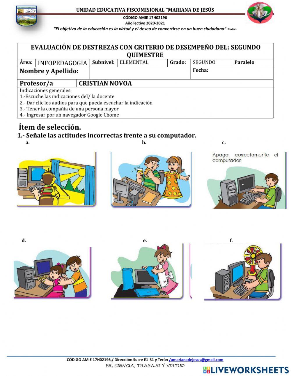 Eva  quimestral segundos