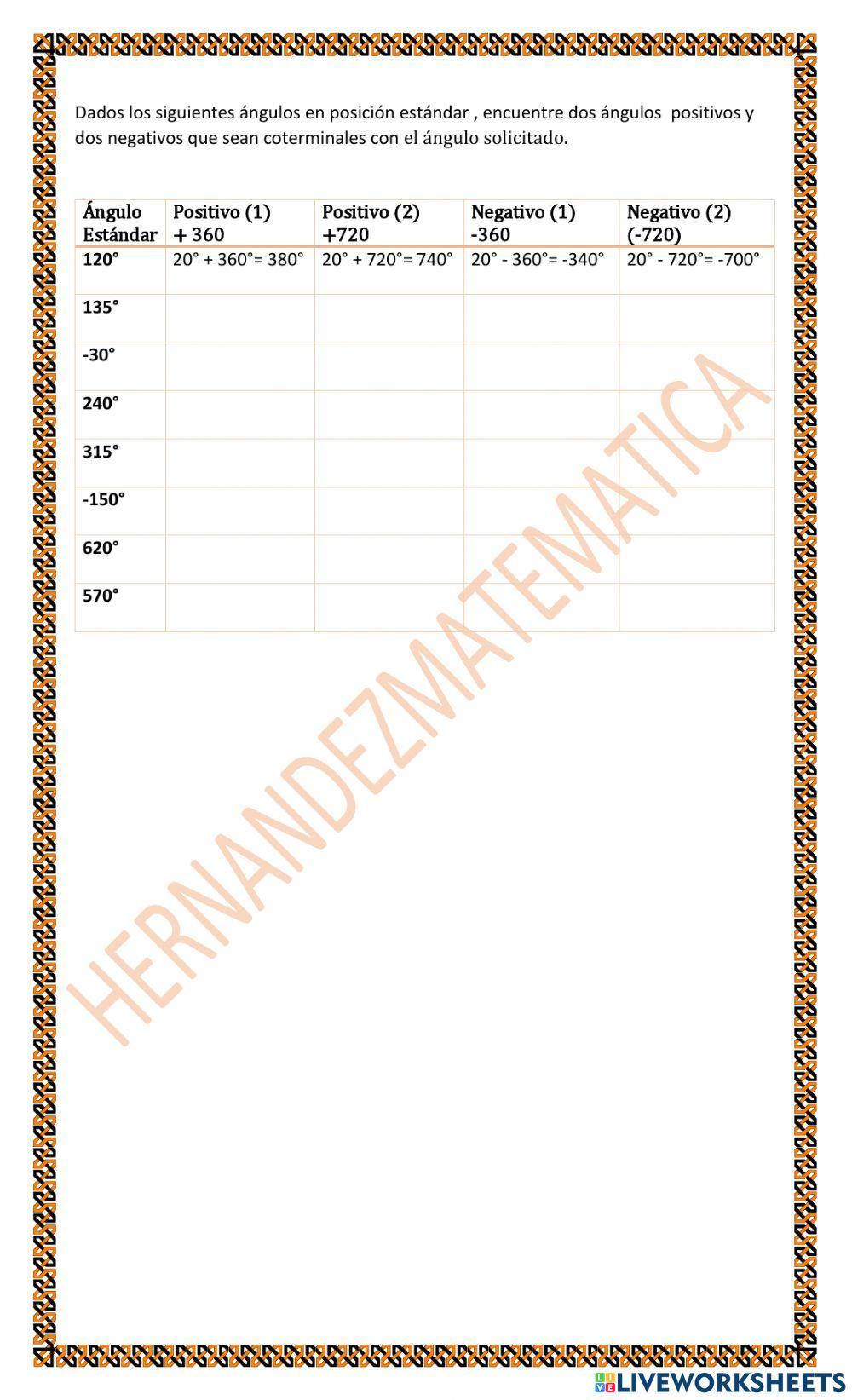 TRIG 1.B.4.a Ángulos en Trigonometría: Ángulos Coterminales en Grados