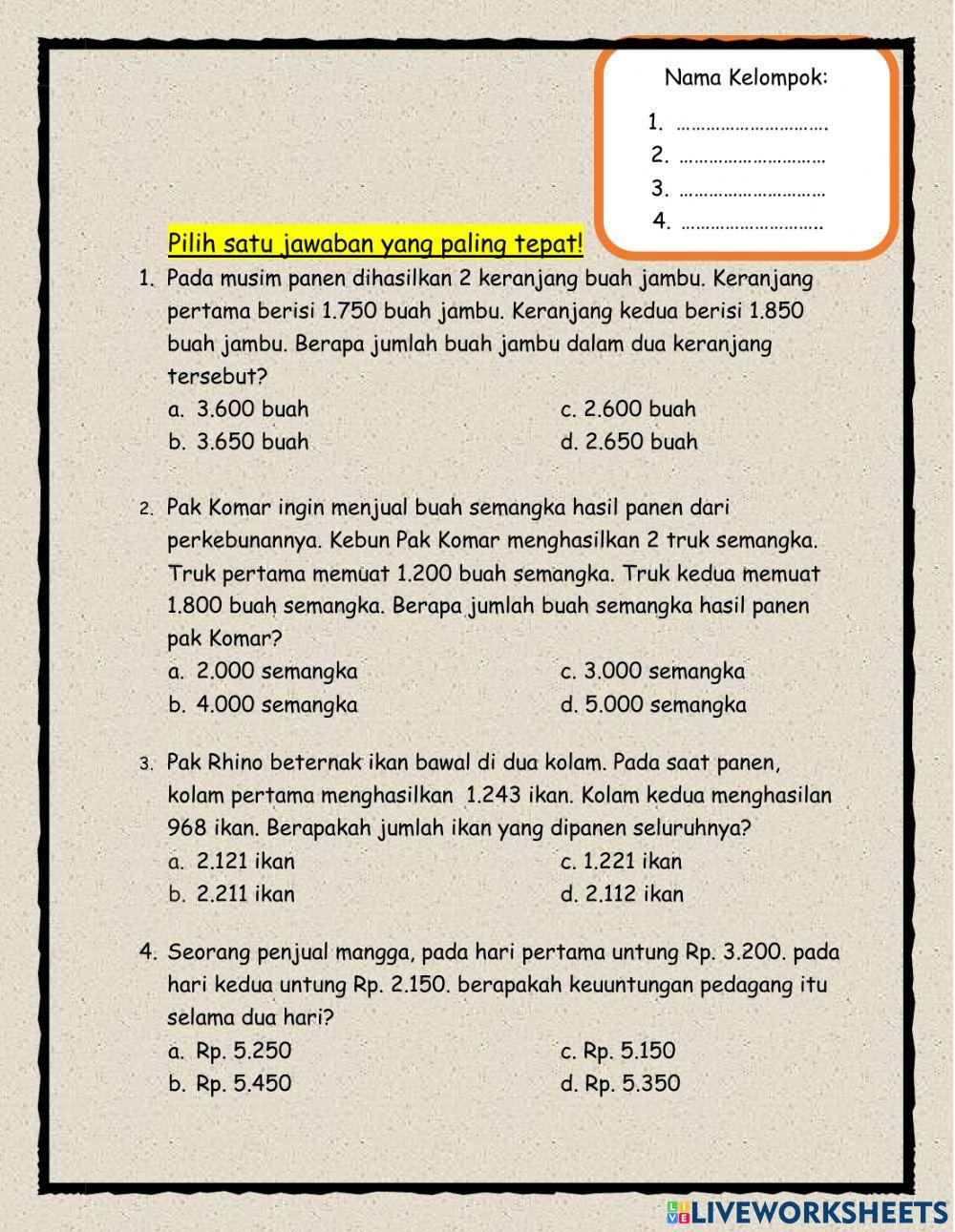 LKPD 2 Kelas 3 Tema 1 Subtema 2 Pembelajaran 3