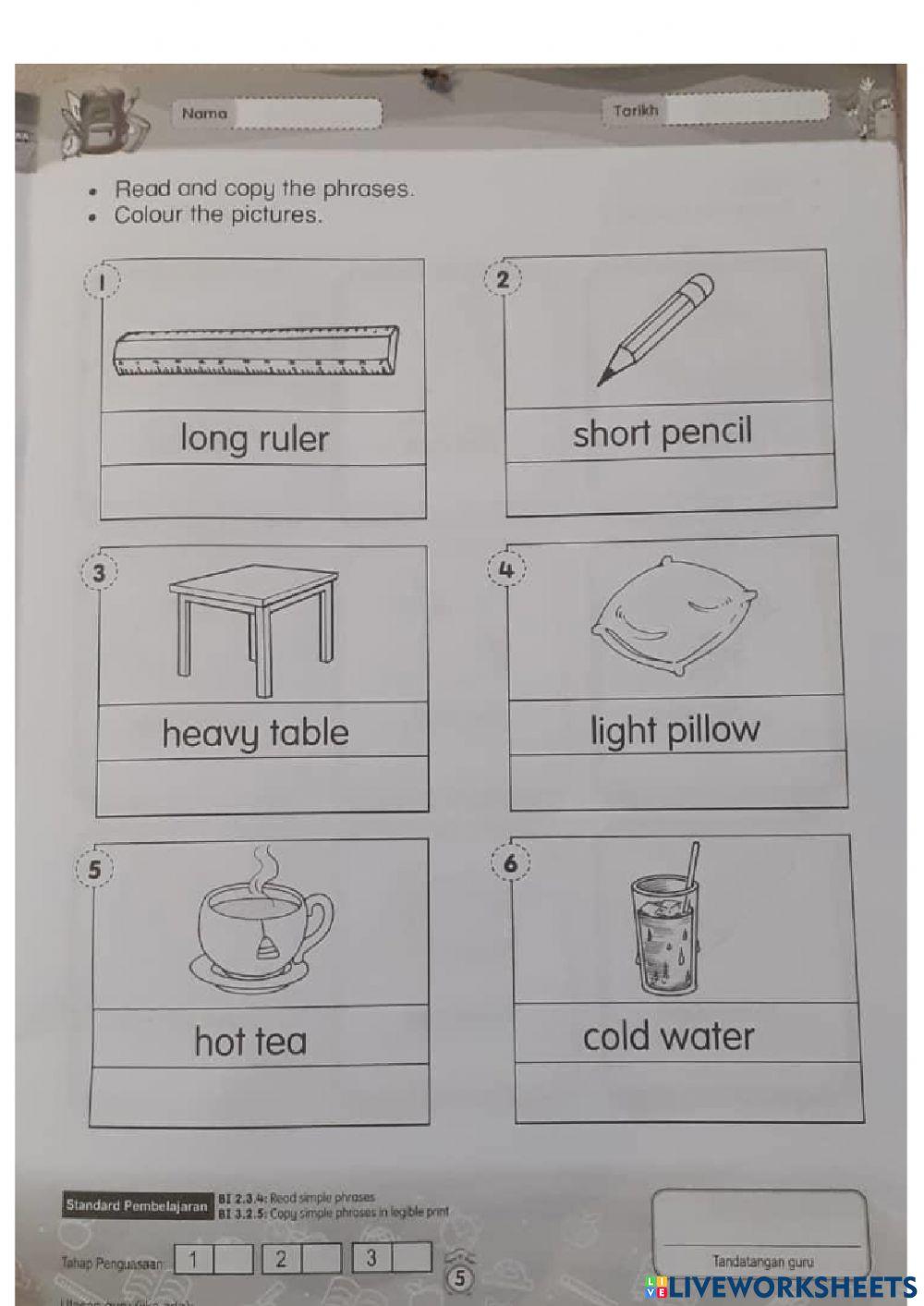 Opposite words english pages 6,8