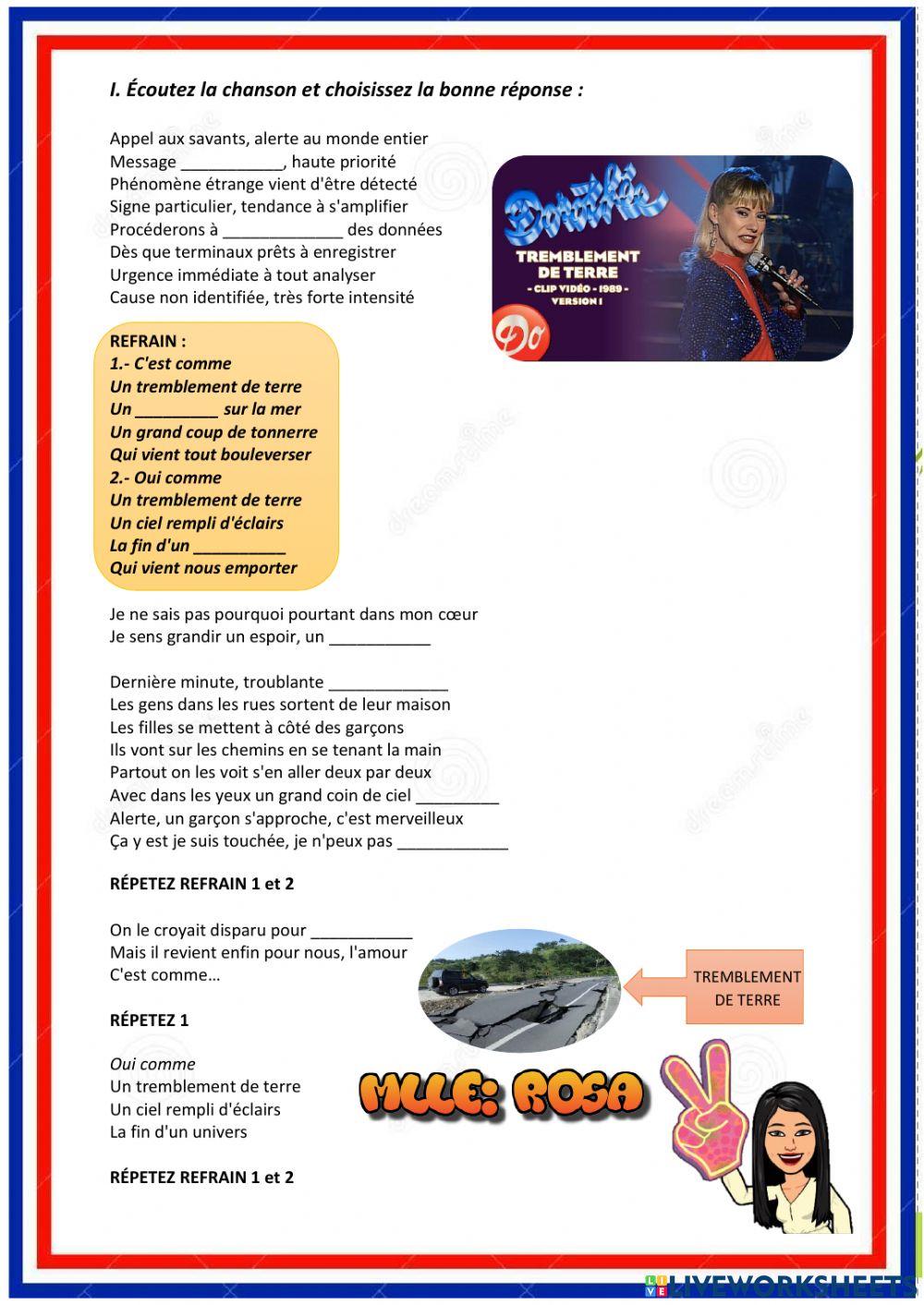 Dorothée TREMBLEMENT DE TERRE