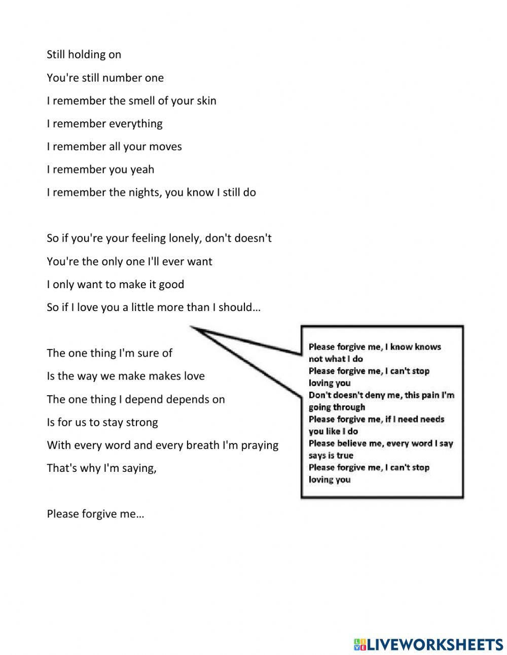 Song: Please Forgive Me - Bryan Adams