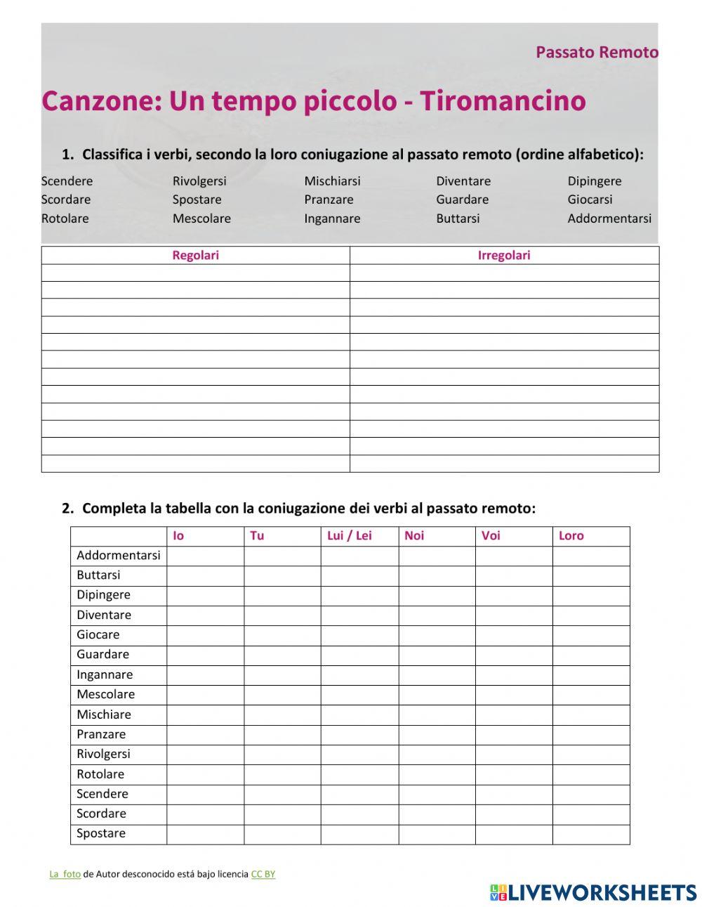 Canzone: Un tempo piccolo - Tiromancino - Passato Remoto