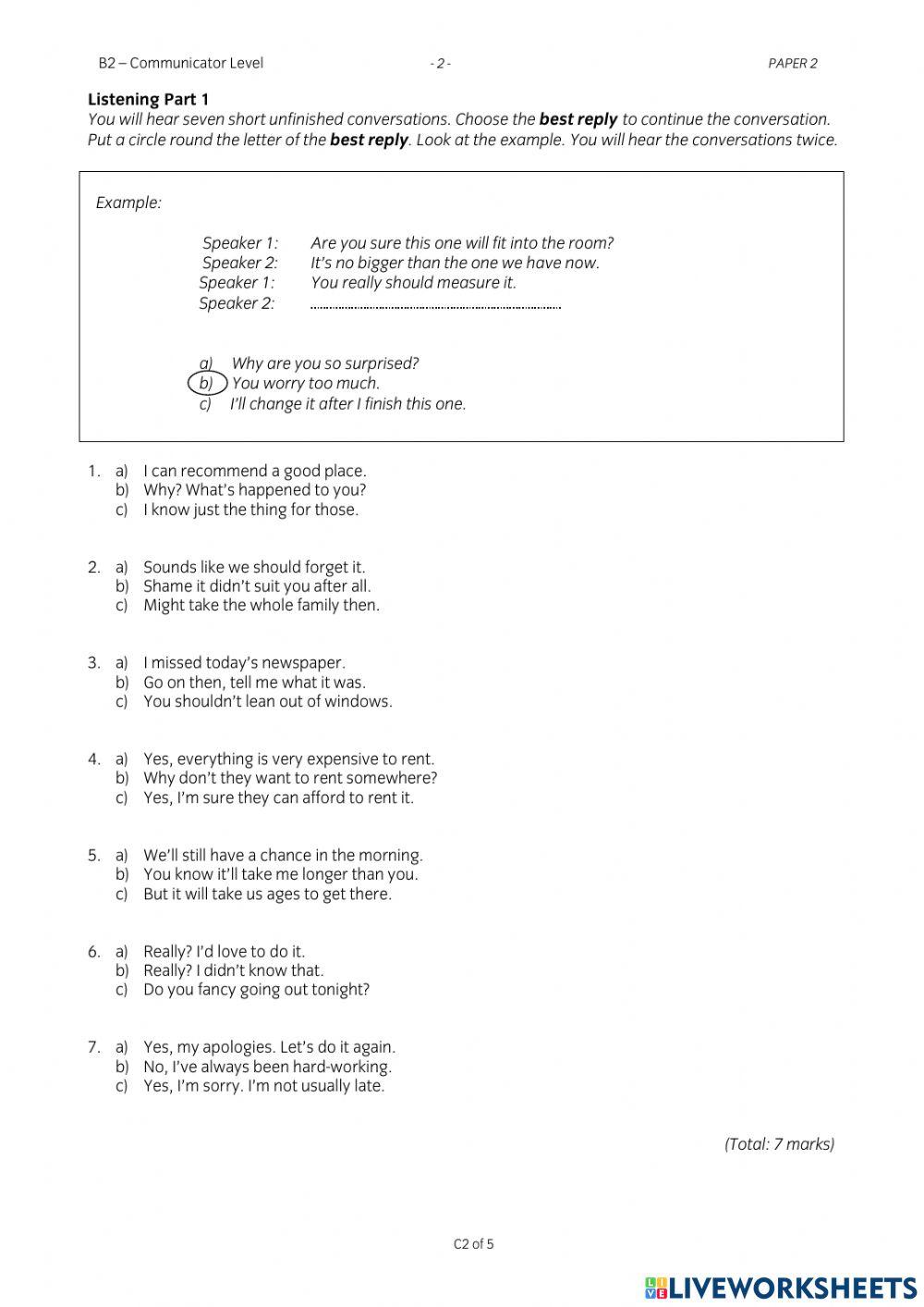 Language cert B2 2 Listening