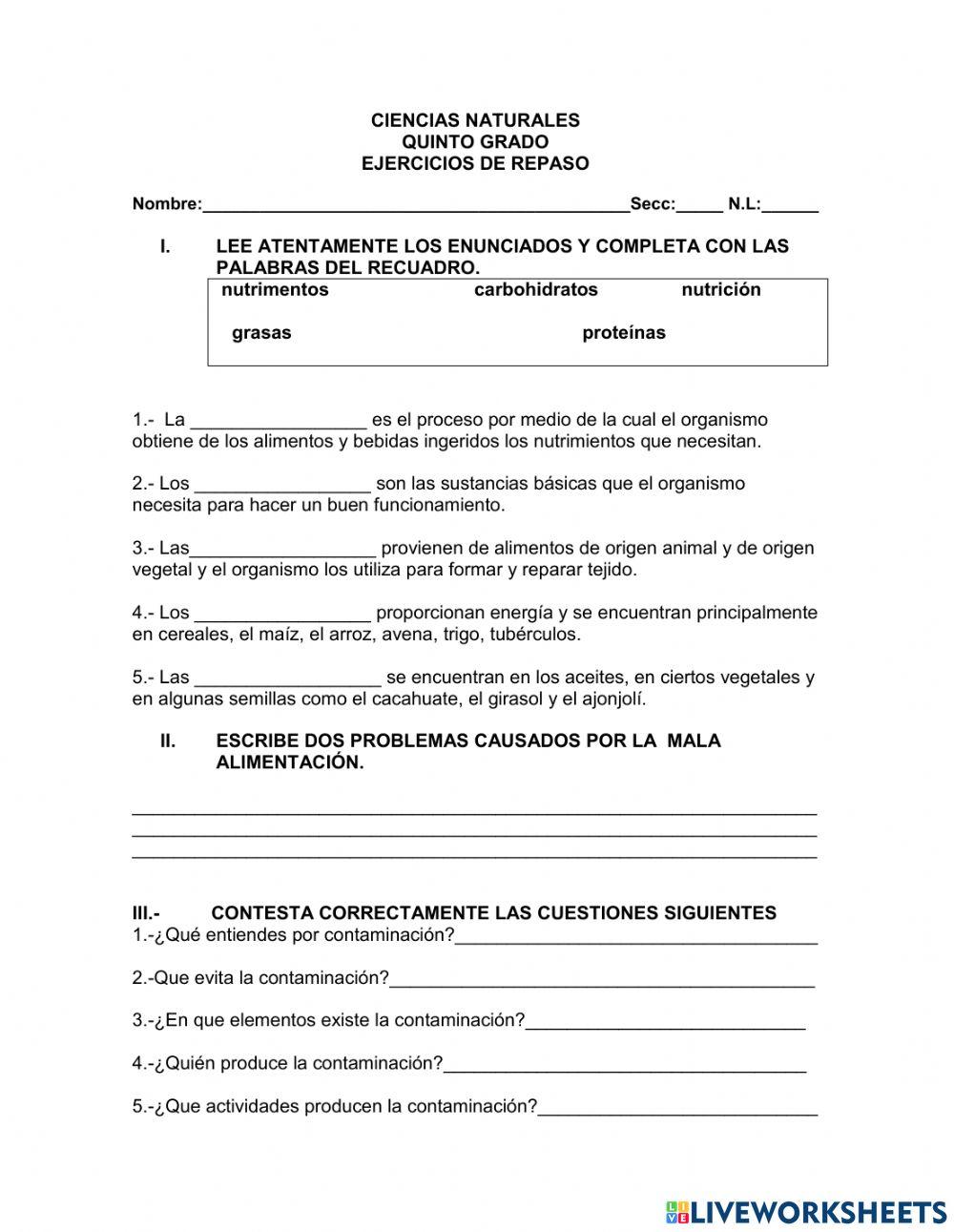 Repaso Ciencias Naturales