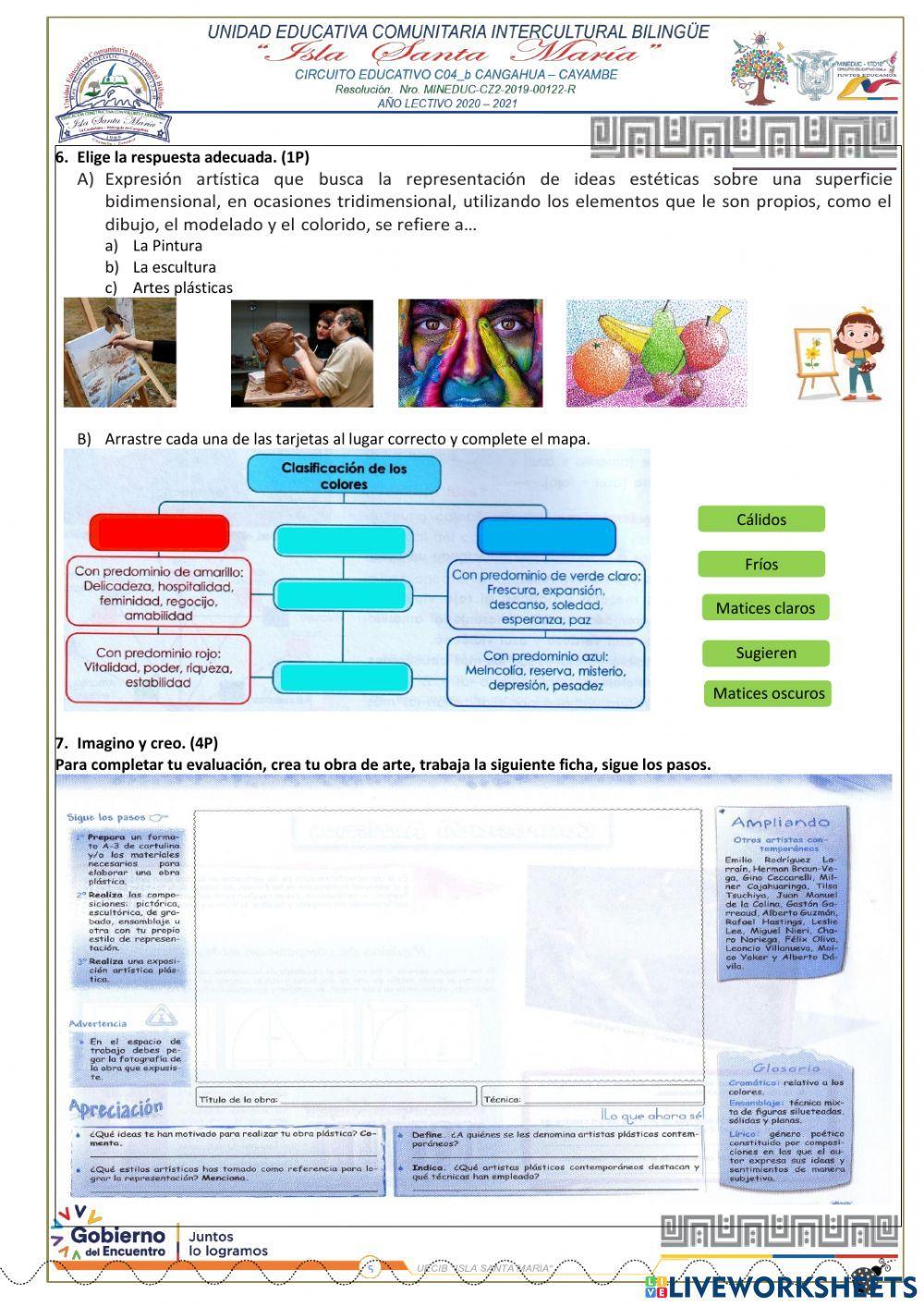 Examen Educación Artística 1-2 de Bachillerato