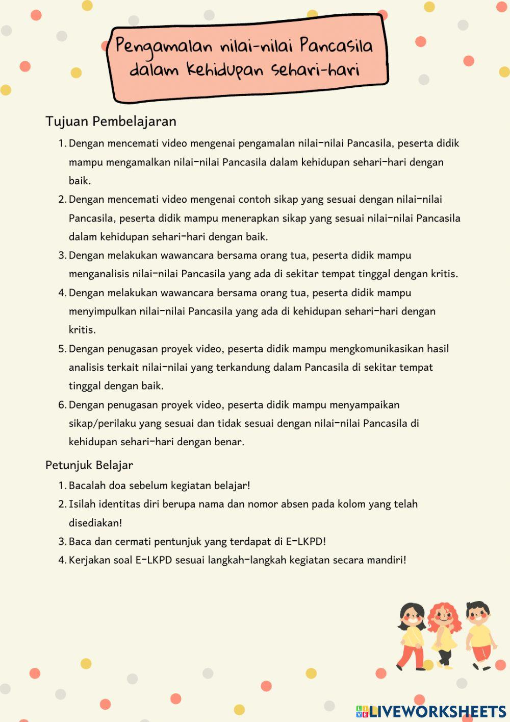 LKPD PPKn (Kelas 5 Tema 1 Subtema 2)