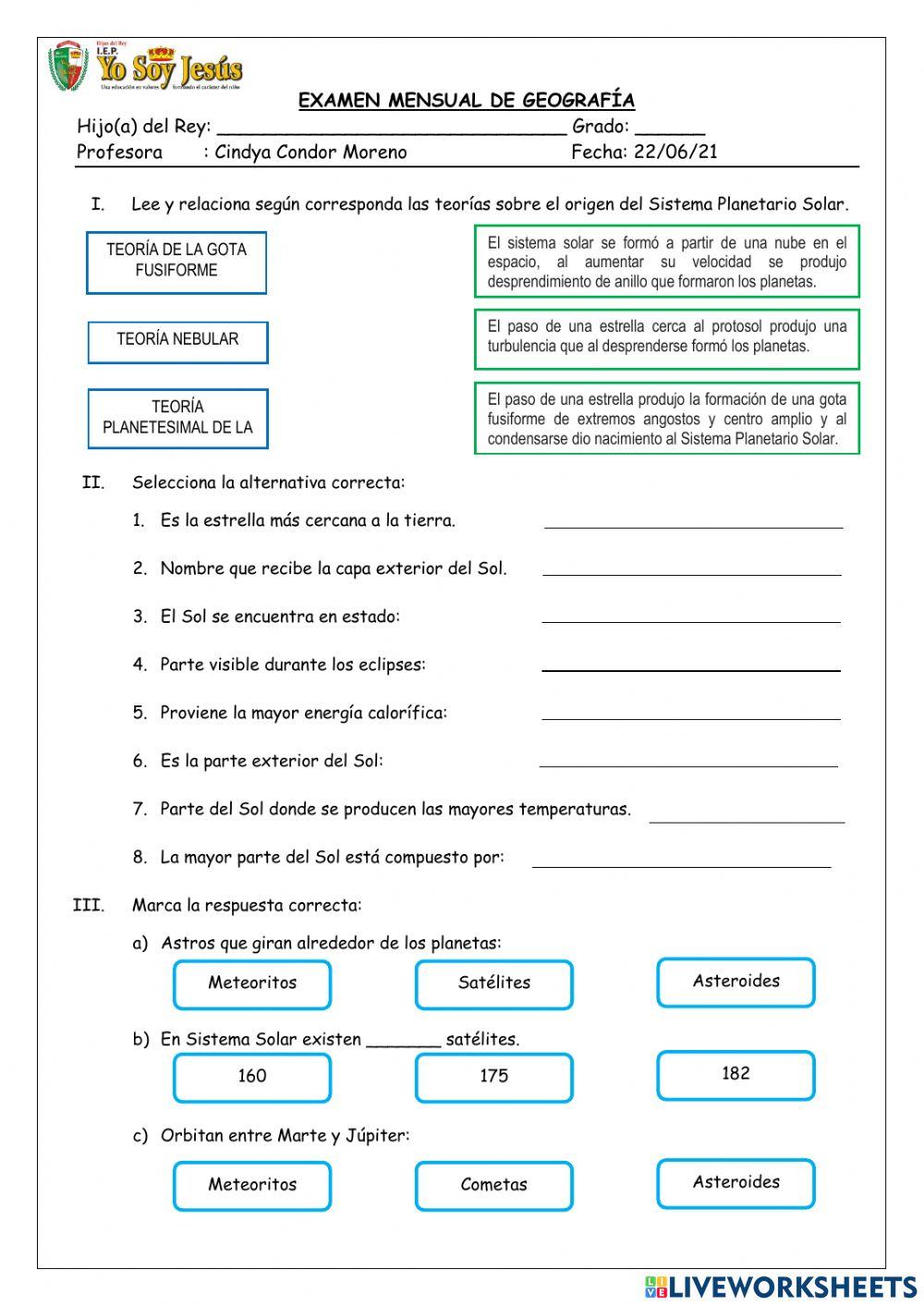 Examen de geografía