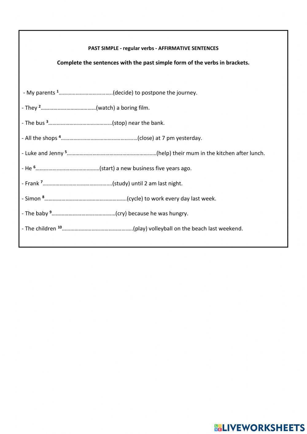 Past simple - regular verbs - affirmative