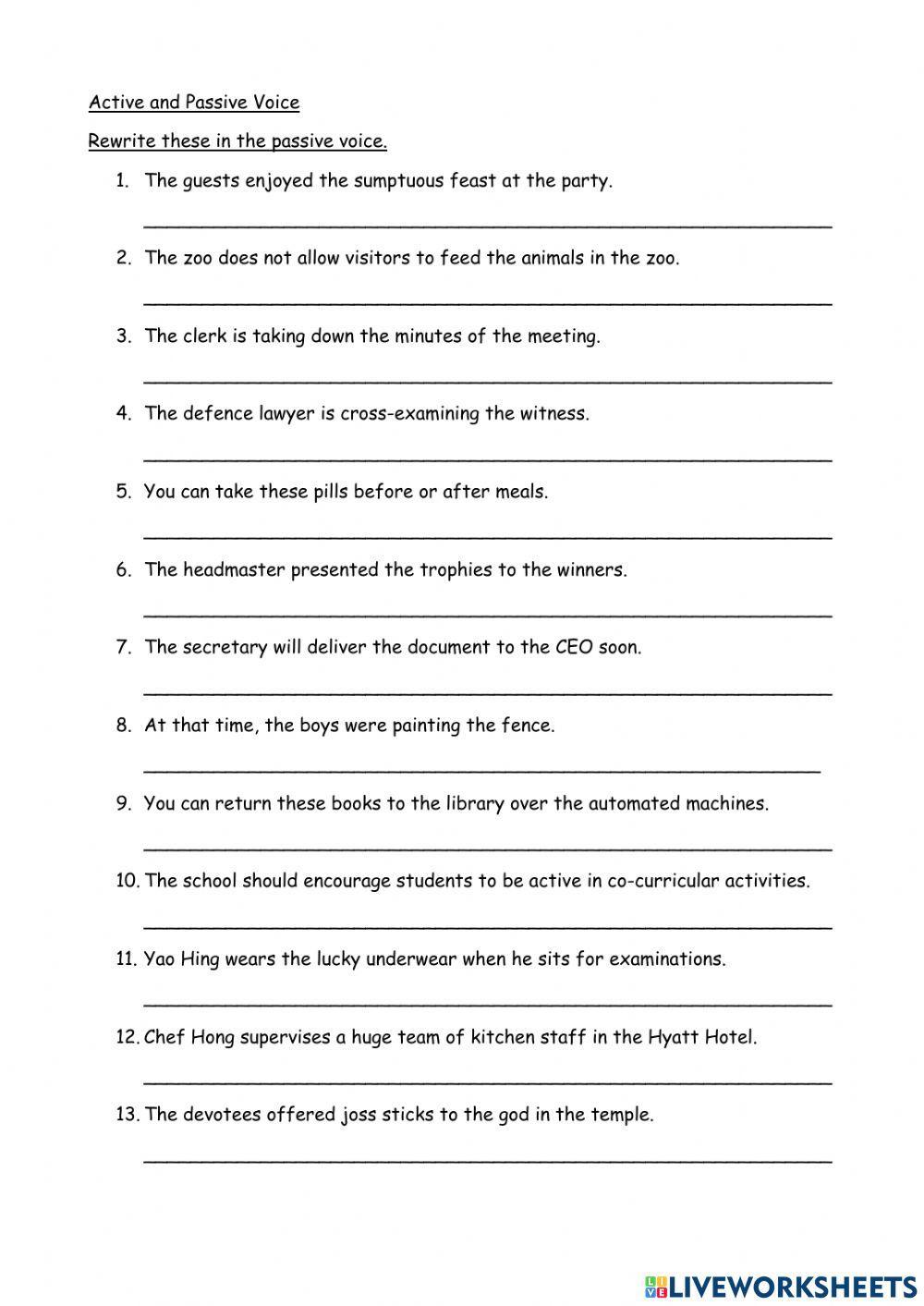 Active and Passive Voice (Mixed)