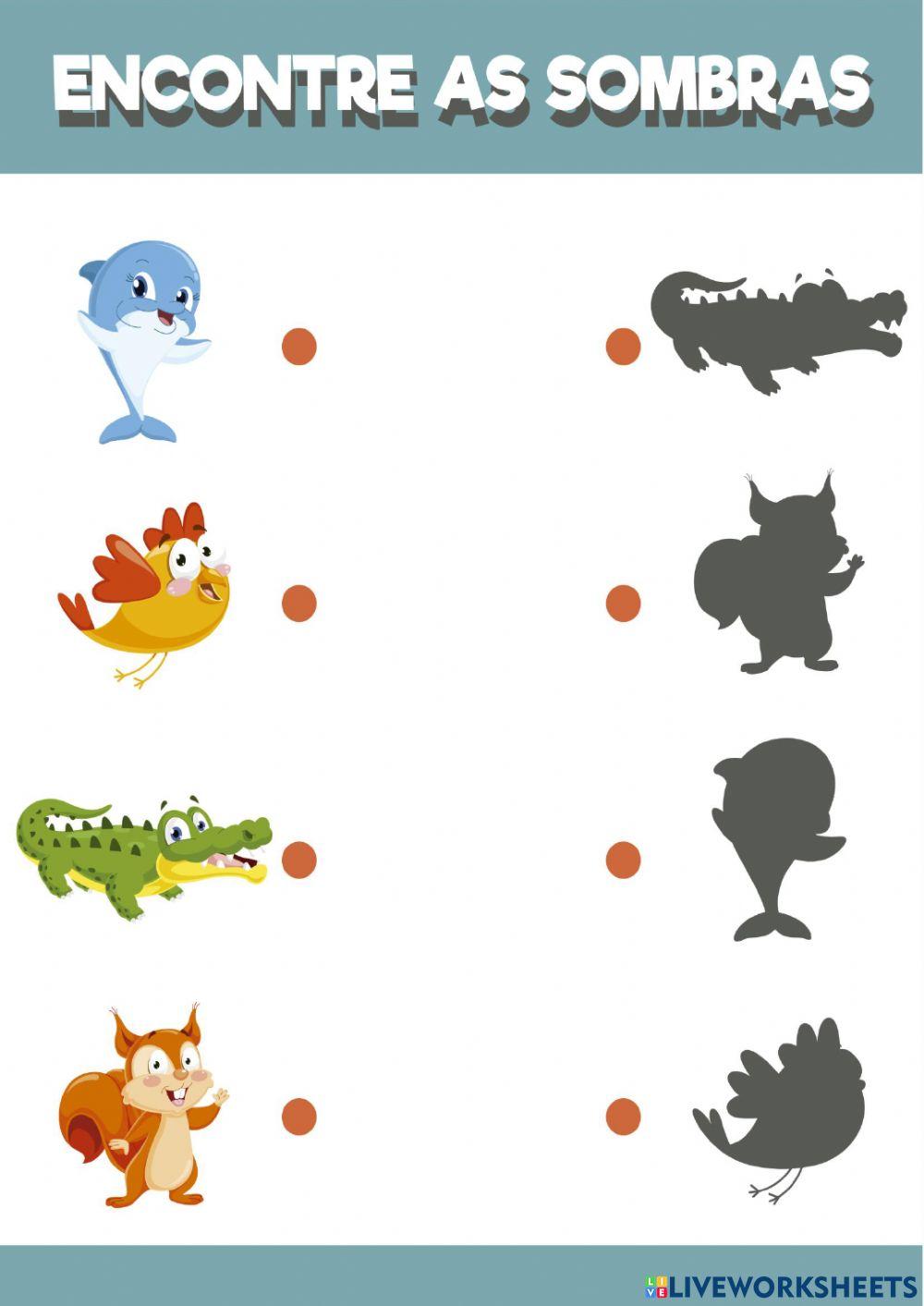 Animais - Encontre as sombras