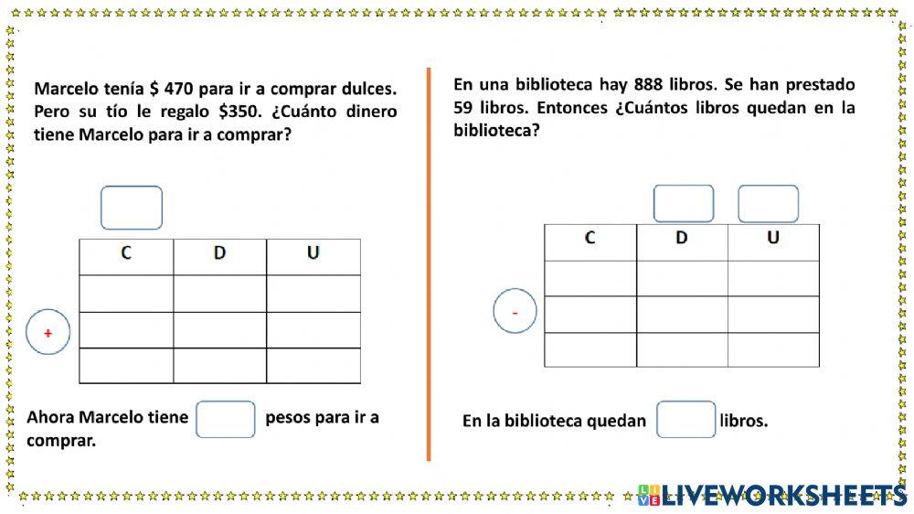 Adiciones y sustracciones con canje