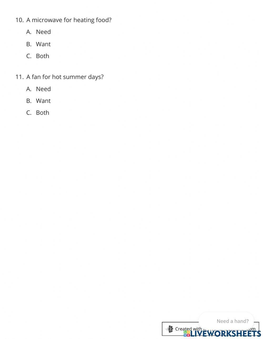 Is it a Need or a Want?