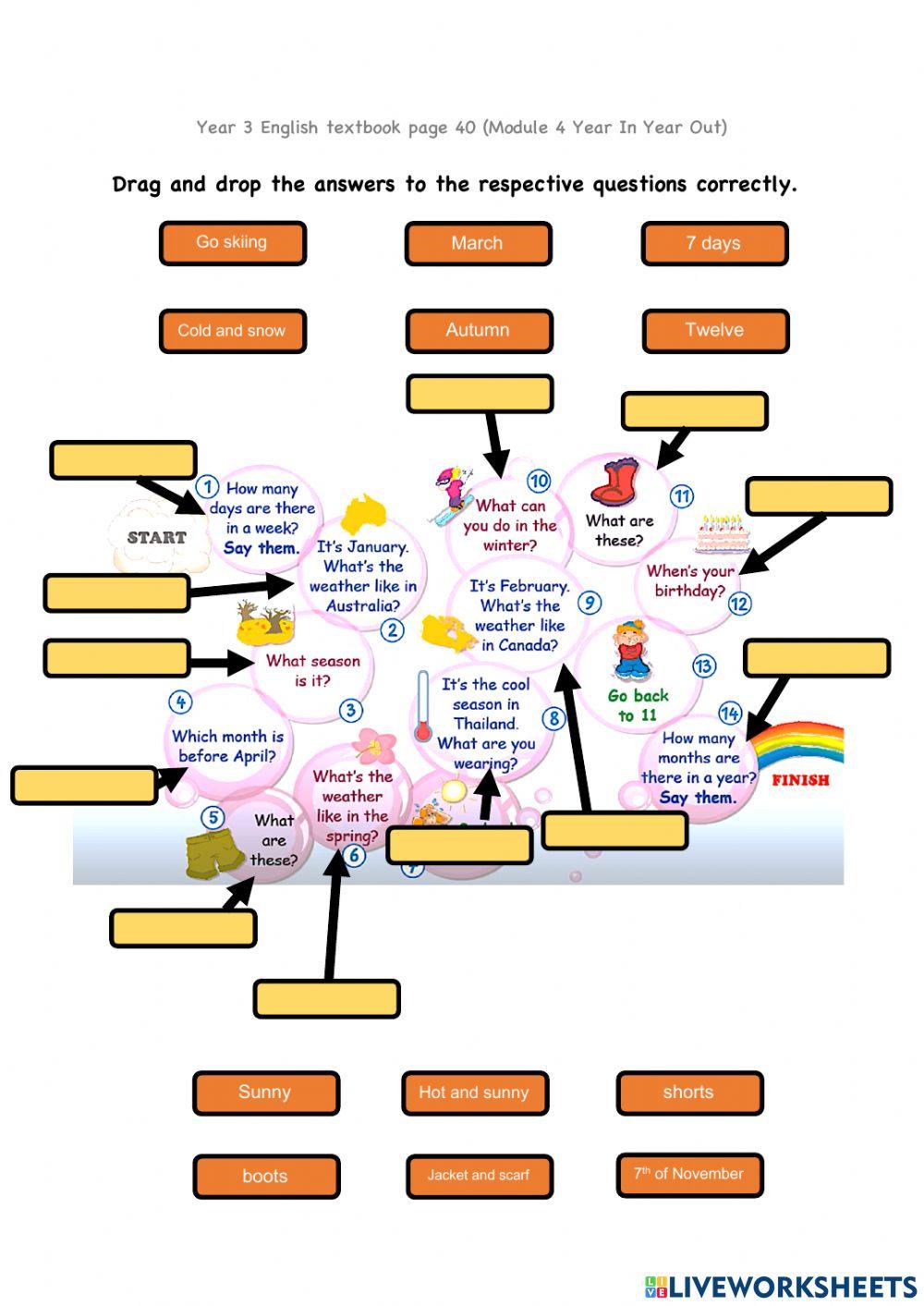 Year 3 English textbook page 40 (Module 4 Year In Year Out)