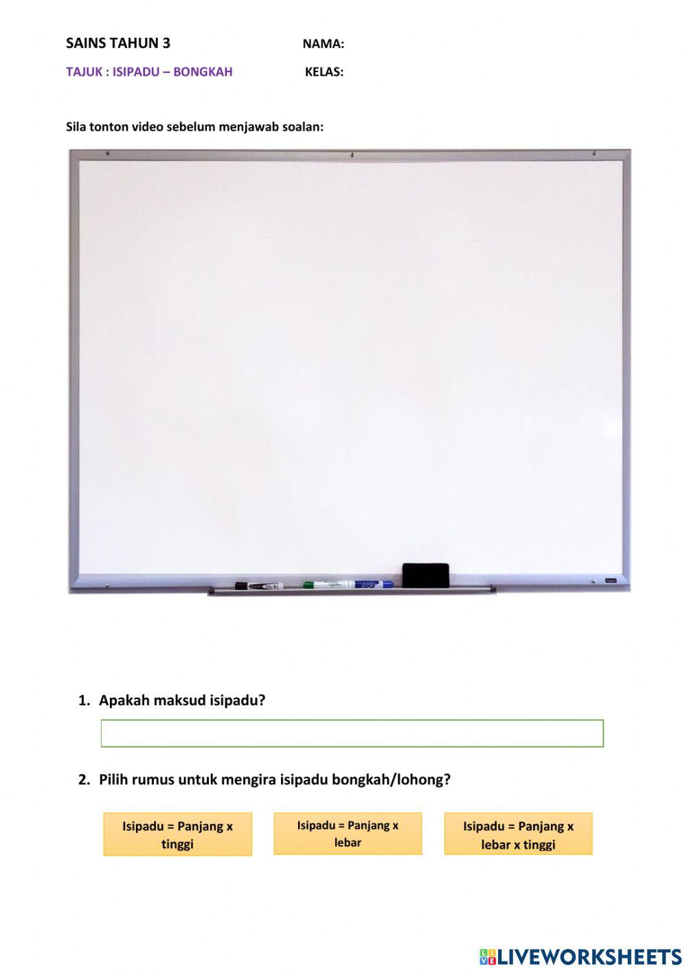 Isipadu bongkah tahun 3