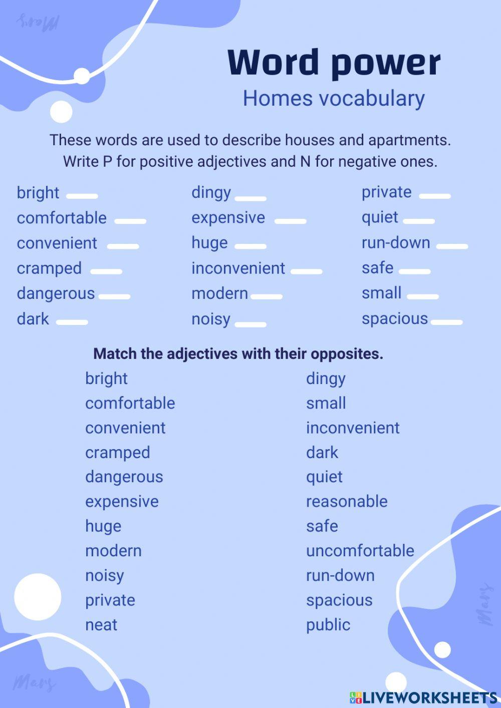 Homes vocabulary