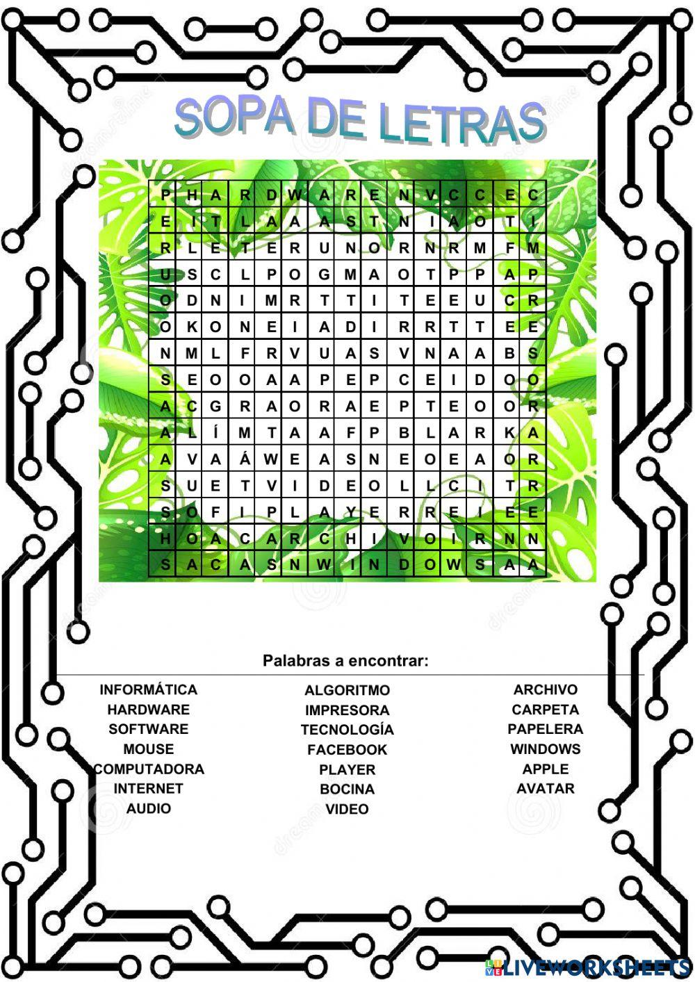 SOPA DE LETRAS COMPUTACION