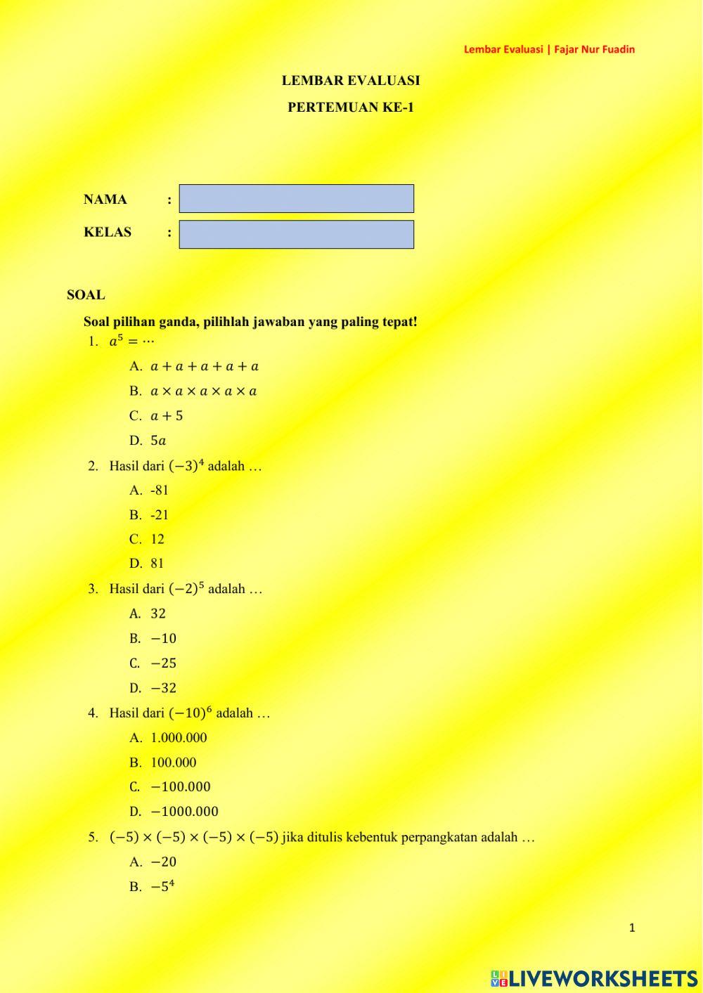 Latihan konsep pangkat