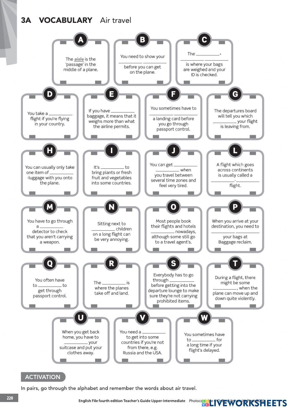 Air Travel vocabulary (EF UpInt 3A 4ed)
