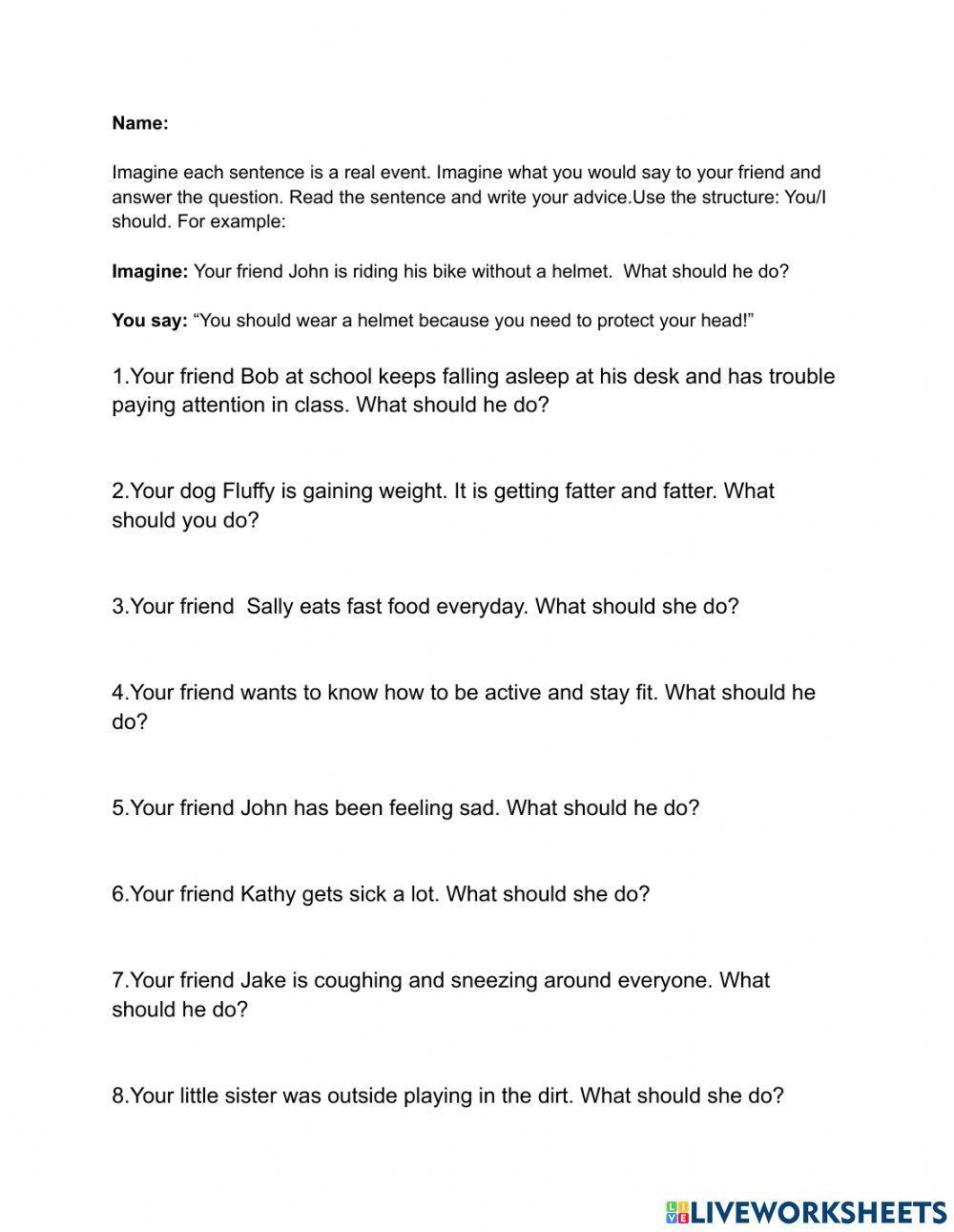 You Should Worksheet Live Worksheets you-should-worksheet-live-worksheets