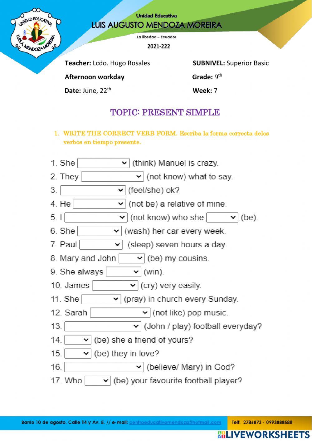 Week 7 - Simple Present