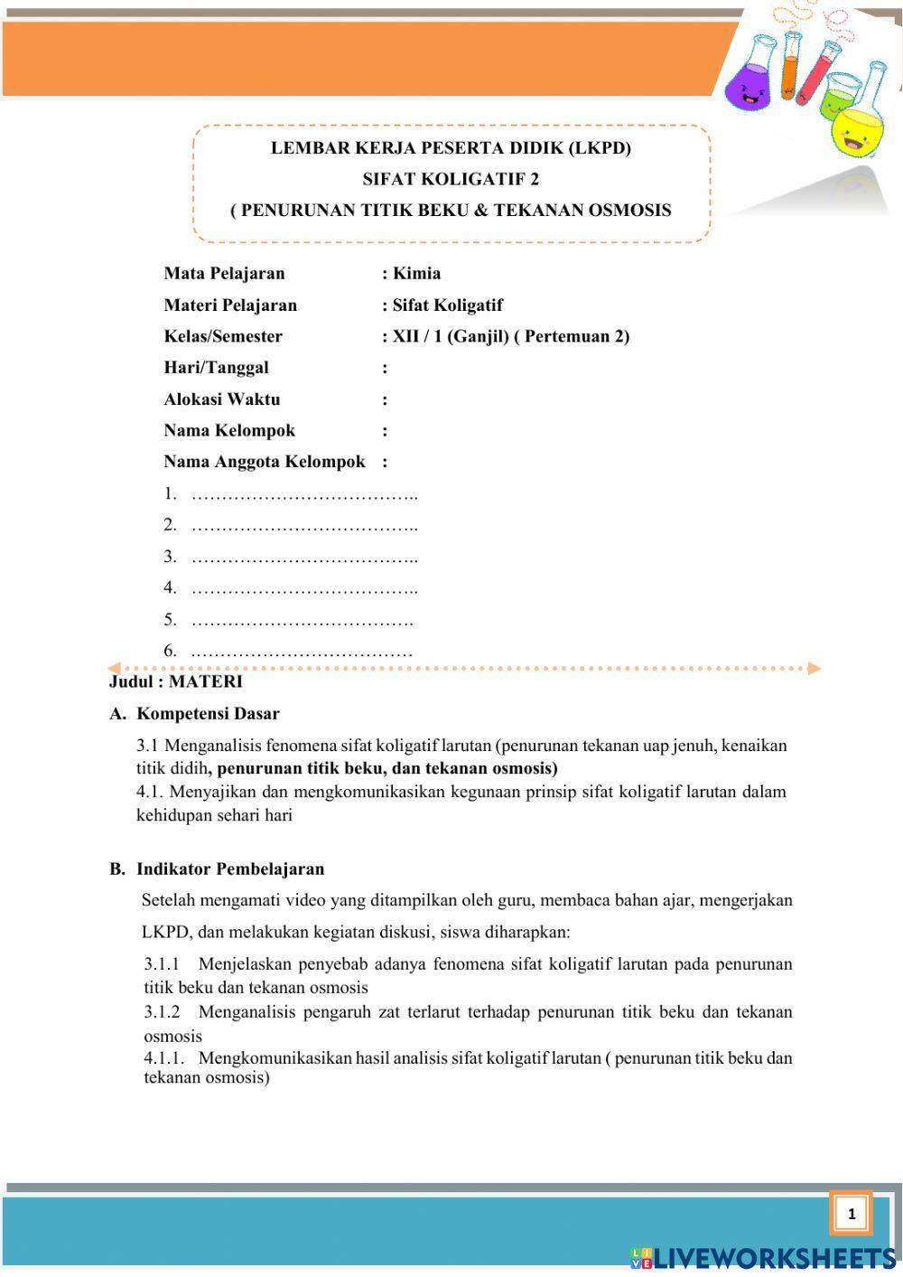 Lkpd sifat koligatif pertemuan 2