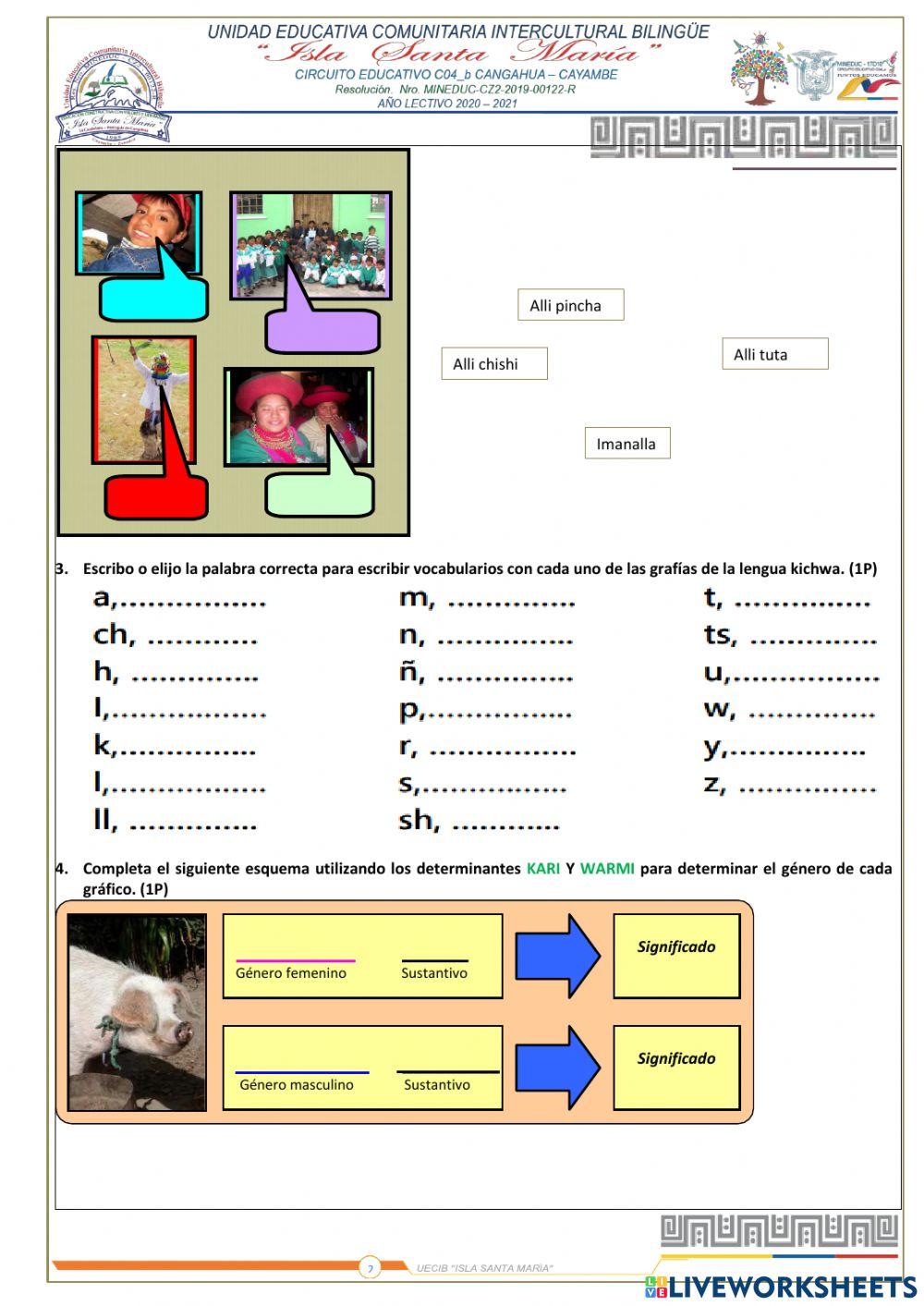 Examen Lengua Kichwa