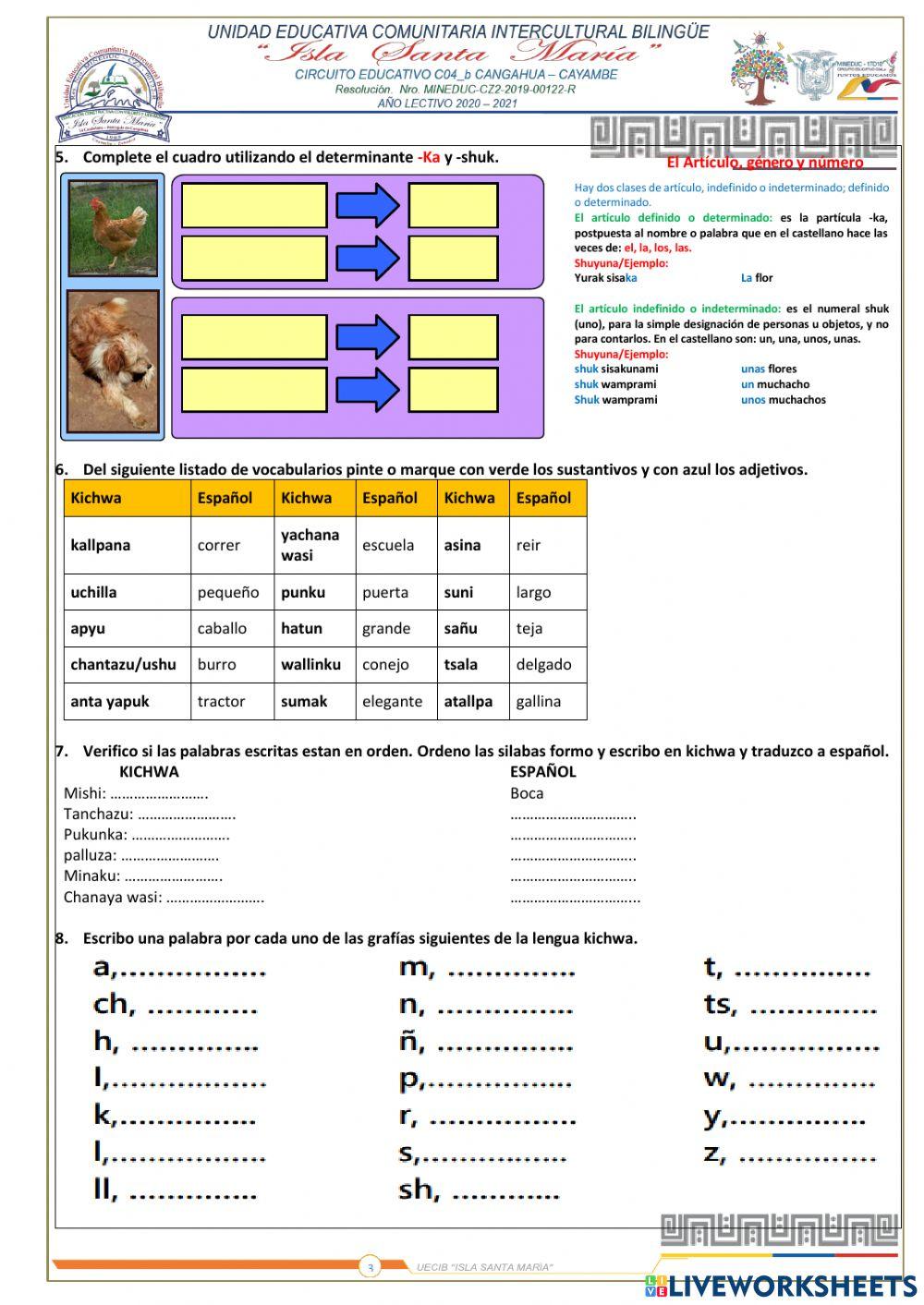 Examen Lengua Kichwa