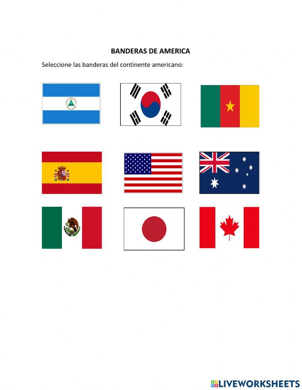 Banderas de America worksheet
