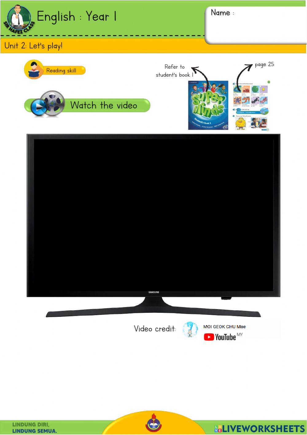 English Y1 - Let's play 5