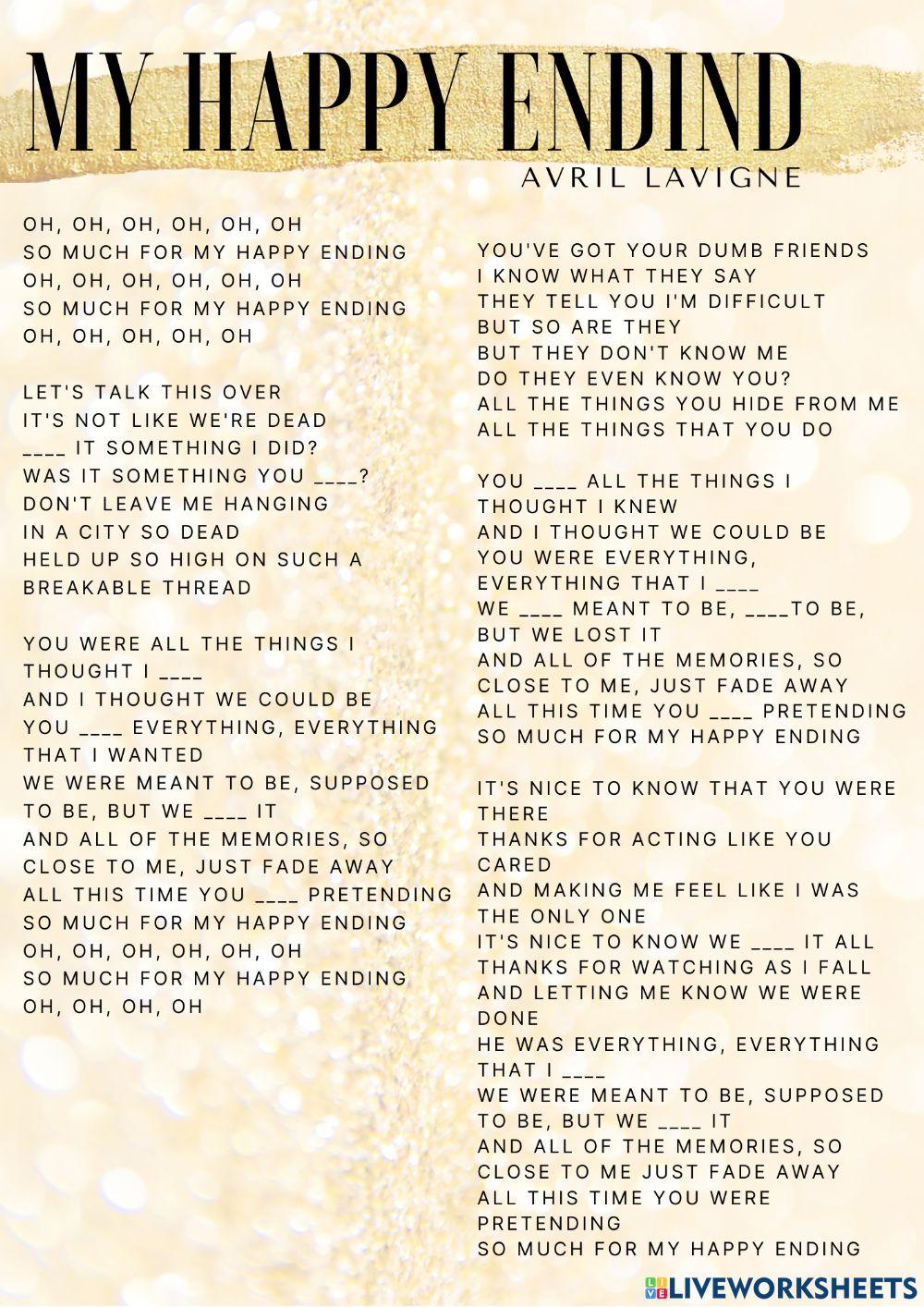 Past simple: My Happy Ending (Avril Lavigne)