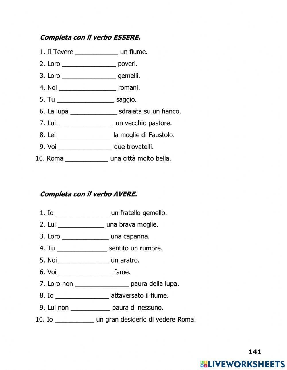 Verbi Avere - Essere