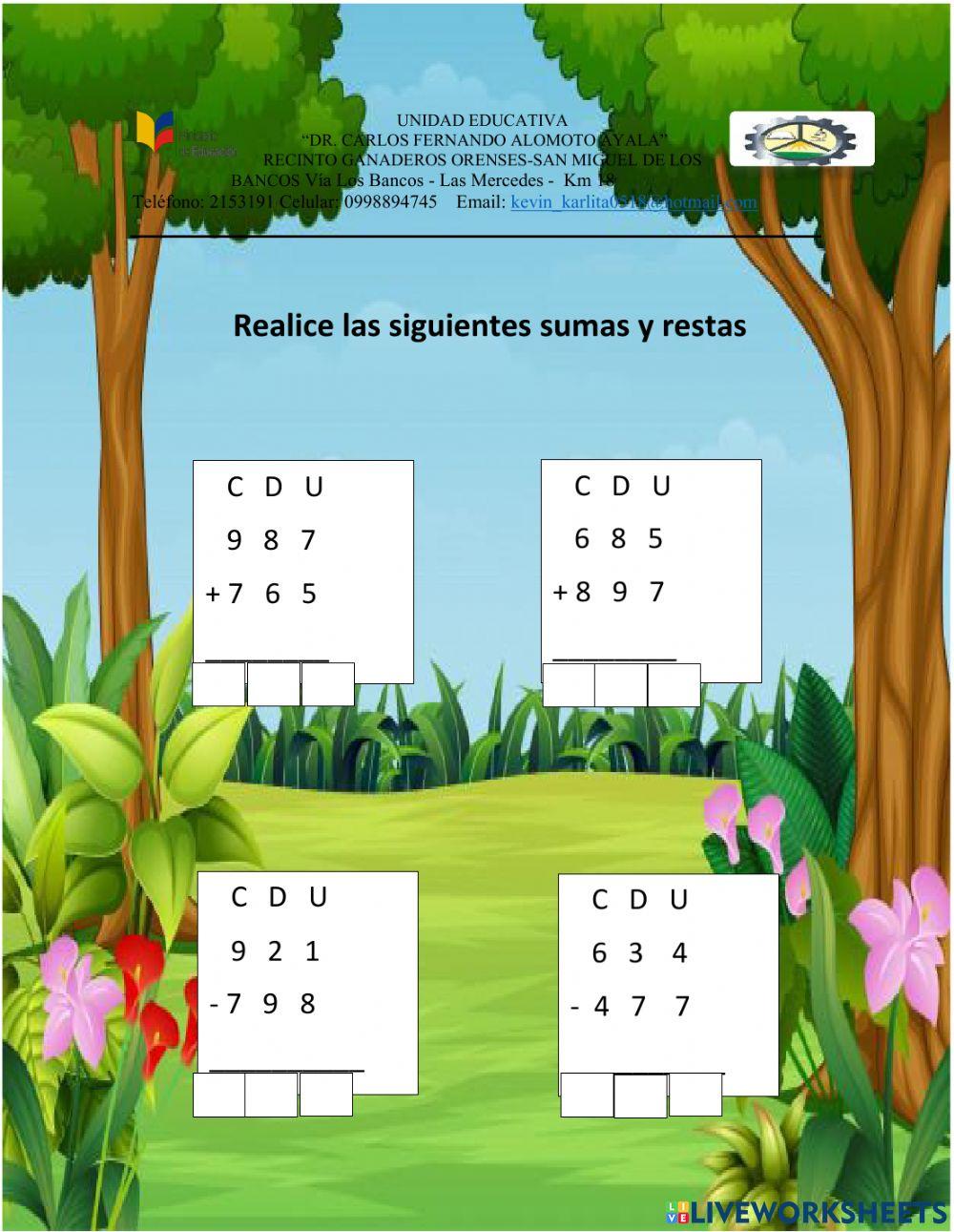 Sumas y restas Sumas y restas