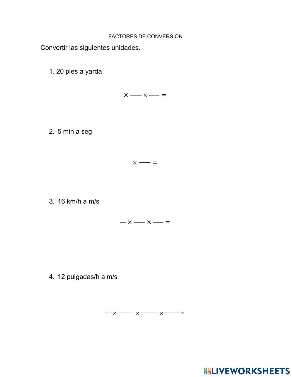 Factores de conversion