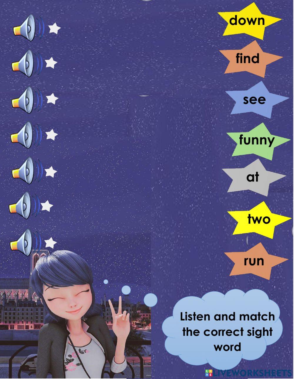 Sight words unit 3 worksheet | Live Worksheets