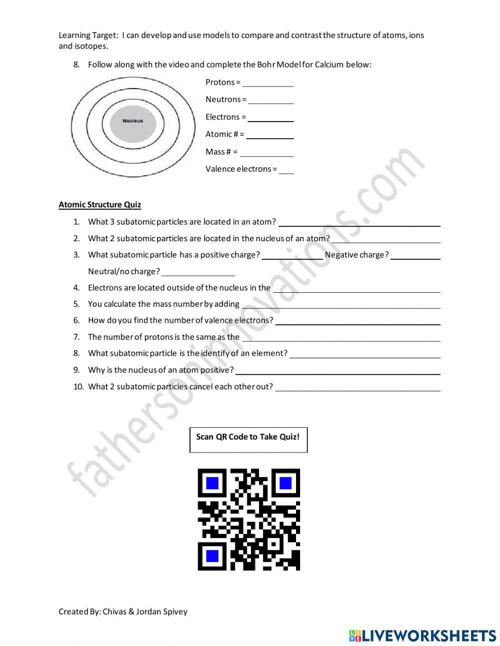 Atomic Structure Video notes w-video & quiz