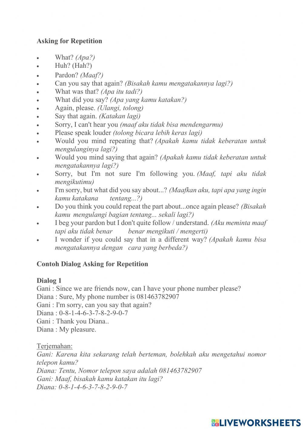 Asking for Repitition