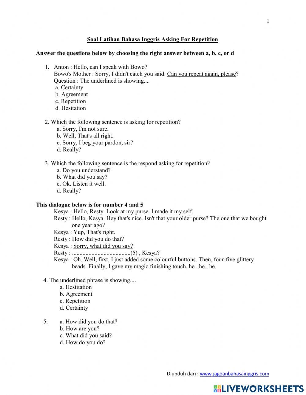 Asking for Repitition