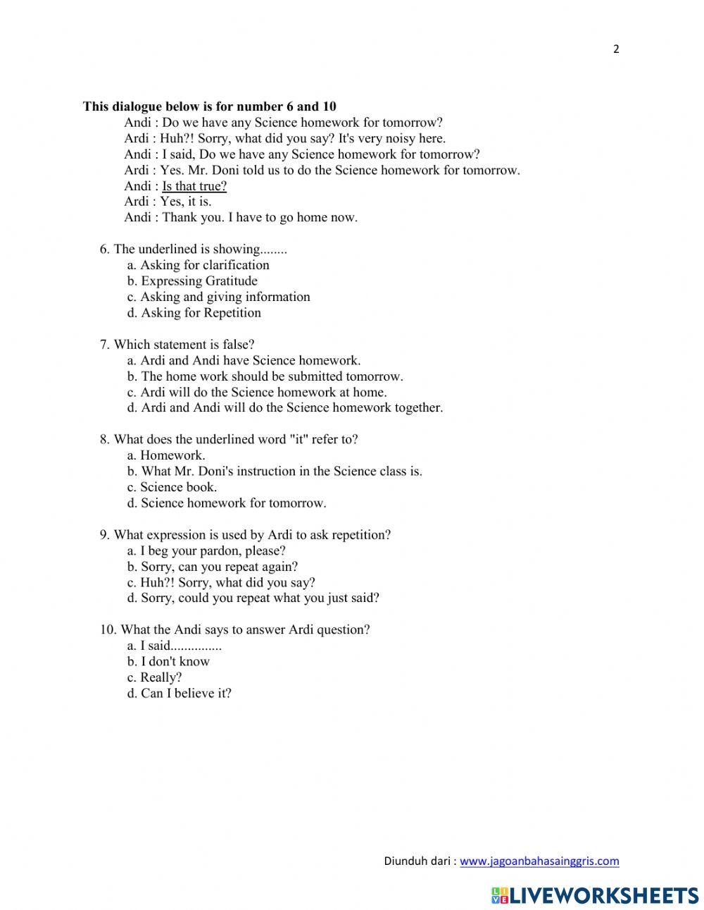 Asking for Repitition